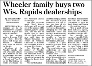 Newspaper article about new Wisconsin Rapids dealerships