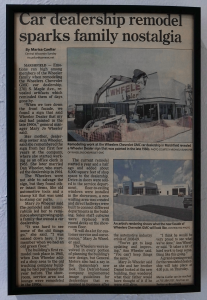 Newspaper article of Marshfield dealership remodel